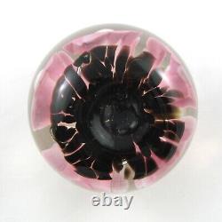 Art Glass Pink Trumpet Flower Paperweight Vintage