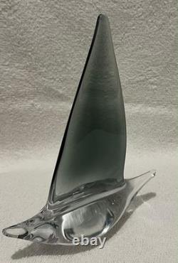 Art Glass Sailboat Figurines Set of 3 Decorative Nautical Blue Pink Grey