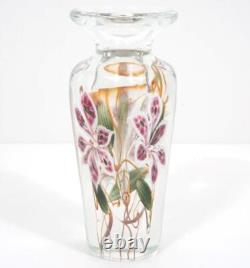 Art Glass Vandermark Studios Merritt & Smarr LE Pink White Flower Clear Vase, 8
