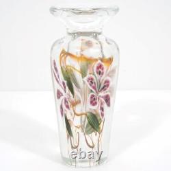 Art Glass Vandermark Studios Merritt & Smarr LE Pink White Flower Clear Vase, 8
