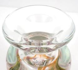 Art Glass Vandermark Studios Merritt & Smarr LE Pink White Flower Clear Vase, 8