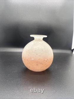 Art Glass Vase Isle of Wight Studio Glass Handblown Milky Pink UK Signed 3.5