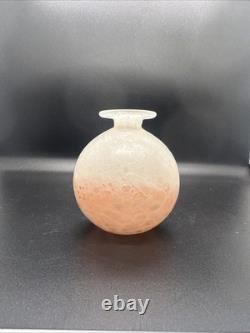 Art Glass Vase Isle of Wight Studio Glass Handblown Milky Pink UK Signed 3.5