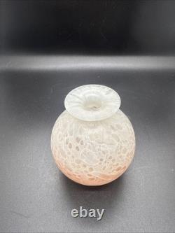 Art Glass Vase Isle of Wight Studio Glass Handblown Milky Pink UK Signed 3.5