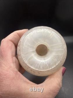 Art Glass Vase Isle of Wight Studio Glass Handblown Milky Pink UK Signed 3.5