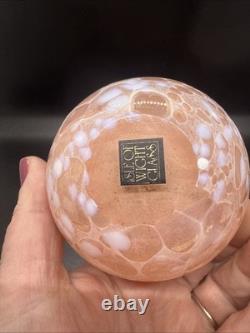 Art Glass Vase Isle of Wight Studio Glass Handblown Milky Pink UK Signed 3.5