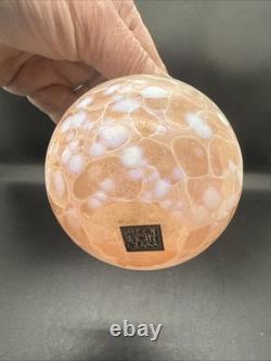 Art Glass Vase Isle of Wight Studio Glass Handblown Milky Pink UK Signed 3.5