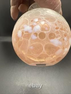 Art Glass Vase Isle of Wight Studio Glass Handblown Milky Pink UK Signed 3.5
