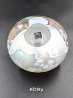 Art Glass Vase Isle of Wight Studio Glass Handblown Milky white Pink UK with lab