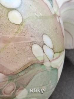 Art Glass Vase Isle of Wight Studio Glass Handblown Milky white Pink UK with lab