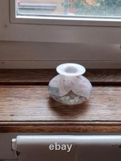 Art Glass Vase Isle of Wight Studio Glass Handblown Milky white Pink UK with lab