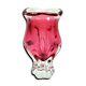 Art Glass Vase Josef Hospodka Chribska Glassworks 60s Czech Pink Red MCM Footed