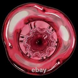 Art Glass Vase Josef Hospodka Chribska Glassworks 60s Czech Pink Red MCM Footed