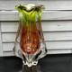 Art Glass Vase Josef Hospodka for Chribska Glassworks 1960s Bohemian Pink Green