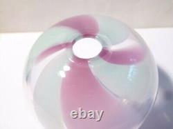 Art Glass Vase Signed Rachael Woodman 1984 Jersey Pink & Blue Unusual Round