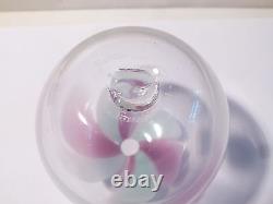 Art Glass Vase Signed Rachael Woodman 1984 Jersey Pink & Blue Unusual Round