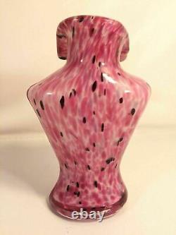 Art Glass Vintage Bust Base Murano Style Hand Blown Pink