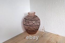 Art Nouveau Bohemian veined glass vase by Kralik Late 19th Czech threaded corded