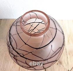 Art Nouveau Bohemian veined glass vase by Kralik Late 19th Czech threaded corded