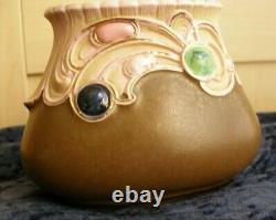 Art Nouveau/Jugendstil Schafer & Vater Jewelled Pottery Vase, pink/brown 4