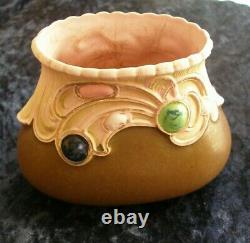 Art Nouveau/Jugendstil Schafer & Vater Jewelled Pottery Vase, pink/brown 4