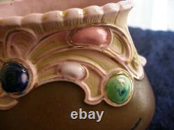 Art Nouveau/Jugendstil Schafer & Vater Jewelled Pottery Vase, pink/brown 4