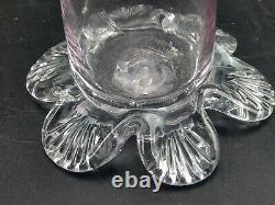 Art Nouveau Pink Tinted Scalloped Rim Glass Vase With Shell Feet