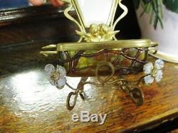 Art Nouveau Victorian Loetz Glass Ormolu Perfume Bottle Trinket Casket Mirror