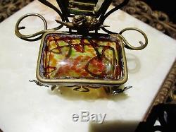 Art Nouveau Victorian Loetz Glass Ormolu Perfume Bottle Trinket Casket Mirror