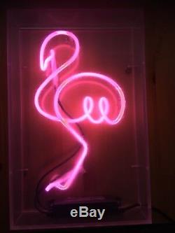 Art Real Neon Glass Light Sign Vintage Pink Flamingo In A Box Decor Gift Pub