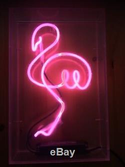 Art Real Neon Glass Light Sign Vintage Pink Flamingo In A Box Decor Gift Pub