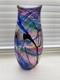 Art glass vase Norman Stuart Clarke large 2002 21cm tall blue/pink/green/black