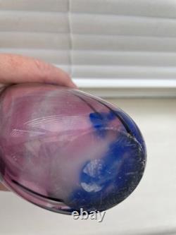 Art glass vase Norman Stuart Clarke large 2002 21cm tall blue/pink/green/black
