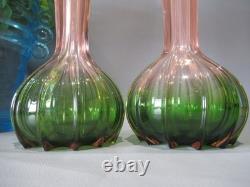 Art nouveau pair rubina verde 1920s glass vases soliflore french bohemian