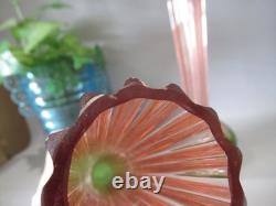 Art nouveau pair rubina verde 1920s glass vases soliflore french bohemian