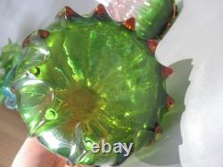Art nouveau pair rubina verde 1920s glass vases soliflore french bohemian