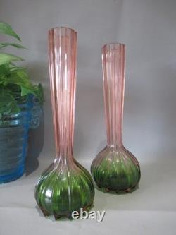 Art nouveau pair rubina verde 1920s glass vases soliflore french bohemian