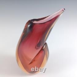 Arte Nuova Murano / Venetian Pink & Amber Sommerso Glass Vase