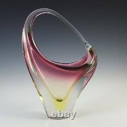 Arte Nuova Pustetto & Zanetti Murano Pink & Uranium Sommerso Glass Vase