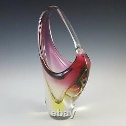 Arte Nuova Pustetto & Zanetti Murano Pink & Uranium Sommerso Glass Vase