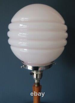 Authentic Art Deco Bakelite/ Phenolic Table Lamp With Baby Pink Glass Shade