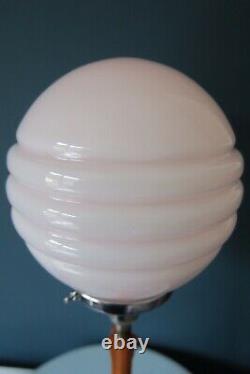 Authentic Art Deco Bakelite/ Phenolic Table Lamp With Baby Pink Glass Shade