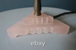 Authentic Art Deco Bakelite/ Phenolic Table Lamp With Baby Pink Glass Shade