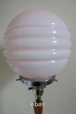 Authentic Art Deco Bakelite/ Phenolic Table Lamp With Baby Pink Glass Shade