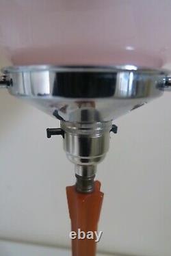 Authentic Art Deco Bakelite/ Phenolic Table Lamp With Baby Pink Glass Shade