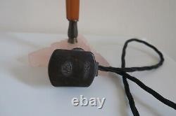 Authentic Art Deco Bakelite/ Phenolic Table Lamp With Baby Pink Glass Shade