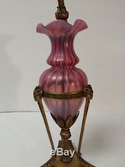 Authentic Carder Era Steuben ORIENTAL POPPY Table Lamp, c. 1920