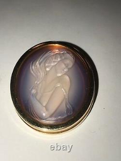 Authentic LALIQUE Clemence Lady Cameo Opalescent Pink Crystal Pendant Pin Brooch