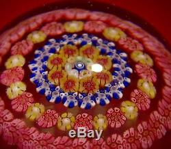 BACCARAT Concentric Millefiori Paperweight Made In France Magnificent Rare Pink