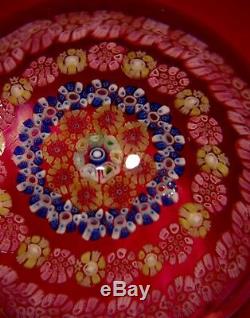 BACCARAT Concentric Millefiori Paperweight Made In France Magnificent Rare Pink